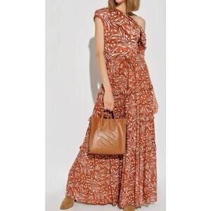 Diane Von Furstenberg S Skirt Tiered Maxi Sienna Brown Kya Tie Waist Boho